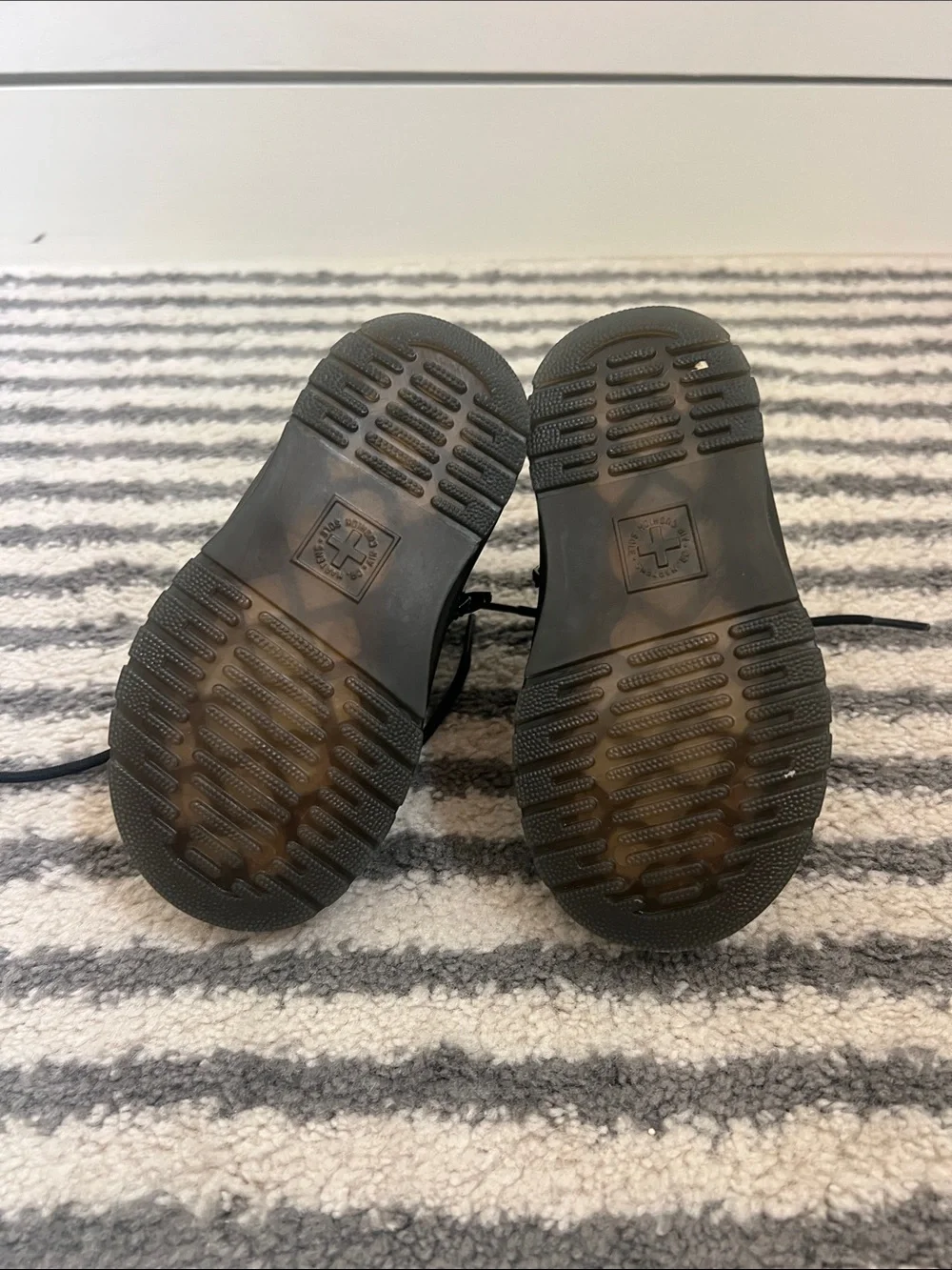 Dr. Martens Black Kids Lace-Up Boots with Yellow Stitching - NWT